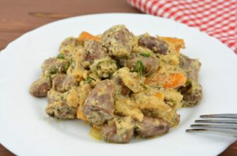 Вкусный рецепт Куриные сердечки в сметане